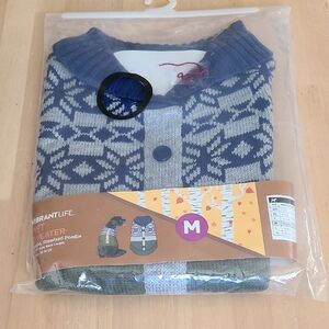 Vibrant Nordic Blue and Gray Dog Sweater